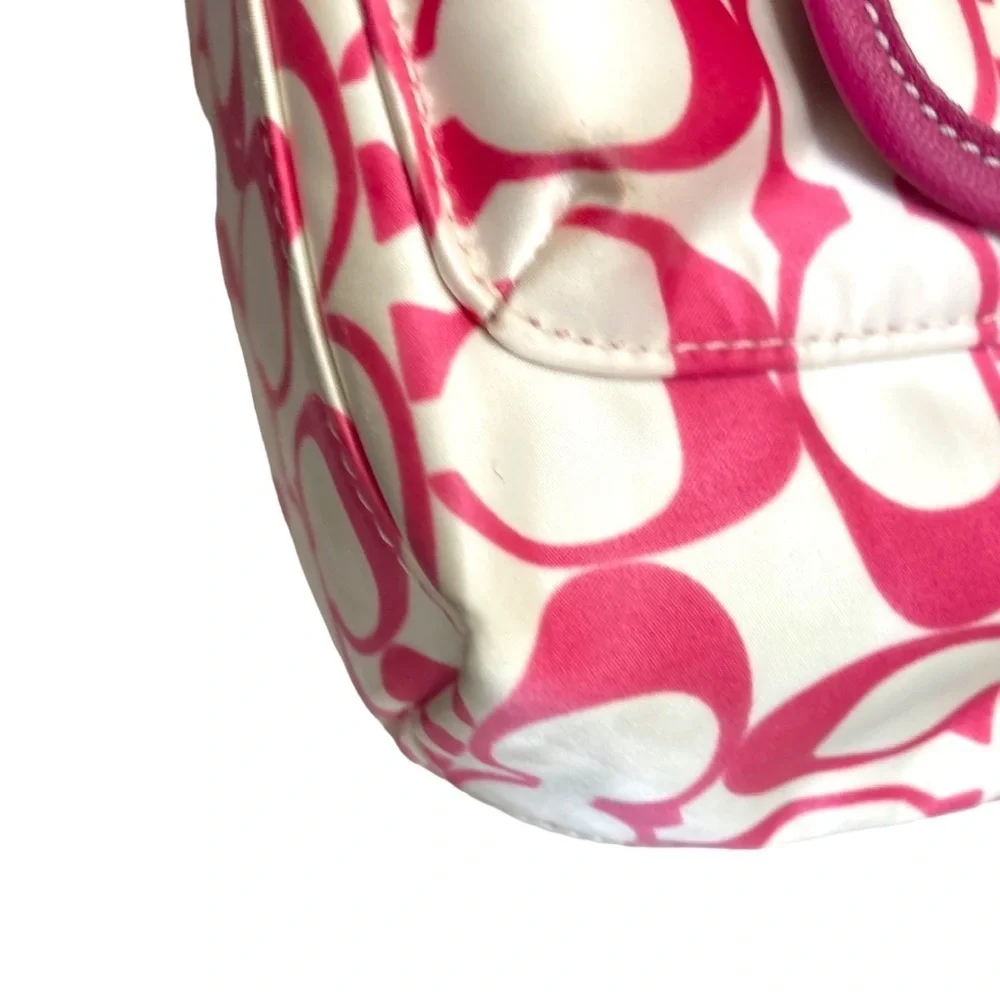 Coach vintage y2k white and pink signature satin mini bag